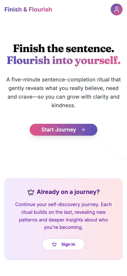 Finish + Flourish inquiry flow on mobile