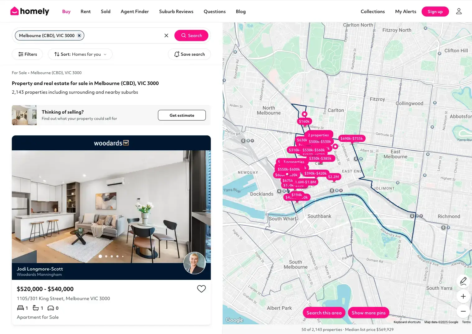 Homely desktop landing page